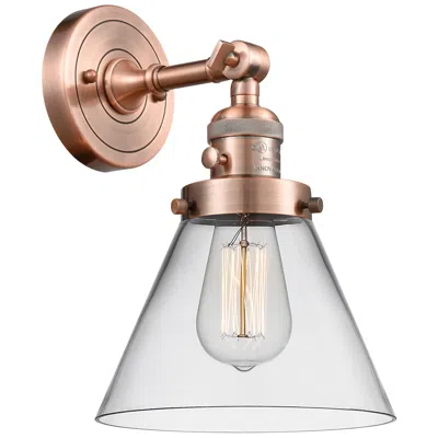 Innovations Lighting Cone 8" Antique Copper Sconce W/ Clear Shade