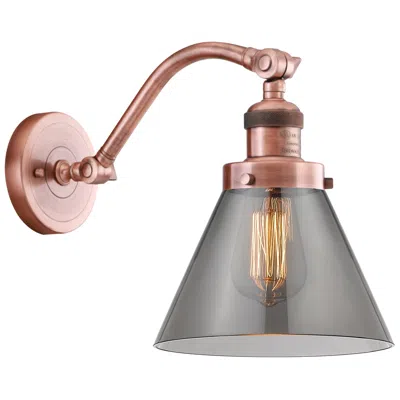 Innovations Lighting Cone 8" Antique Copper Sconce W/ Plated Smoke Shade