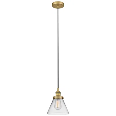 Innovations Lighting Cone 8" Brushed Brass Mini Pendant W/ Clear Shade