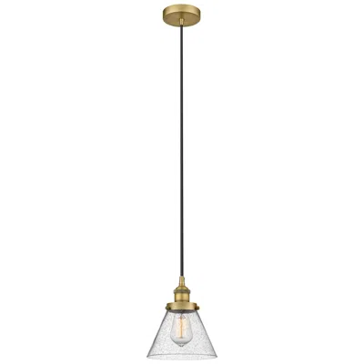 Innovations Lighting Cone 8" Brushed Brass Mini Pendant W/ Seedy Shade