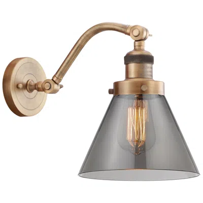 Innovations Lighting Cone 8" Brushed Brass Sconce W/ Plated Smoke Shade