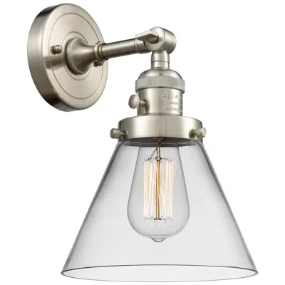 Innovations Lighting Cone 8" Brushed Satin Nickel Sconce W/ Clear Shade