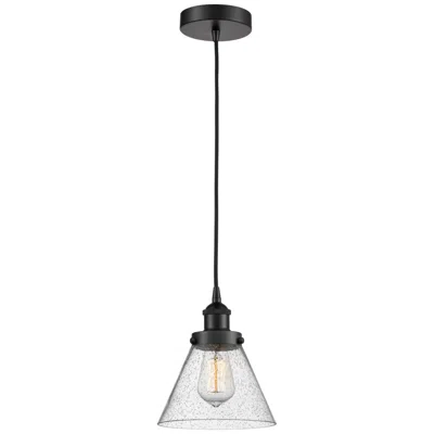 Innovations Lighting Cone 8" Led Mini Pendant - Matte Black - Seedy Shade