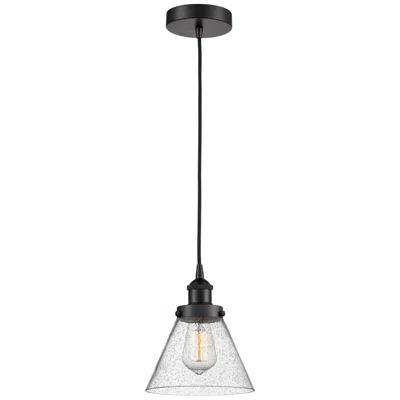 Innovations Lighting Cone 8" Matte Black Mini Pendant W/ Seedy Shade