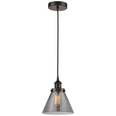Innovations Lighting Cone 8" Oil Rubbed Bronze Mini Pendant W/ Plated Smoke Shade In Gray