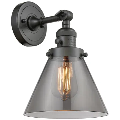 Innovations Lighting Cone 8" Oil Rubbed Bronze Sconce W/ Plated Smoke Shade