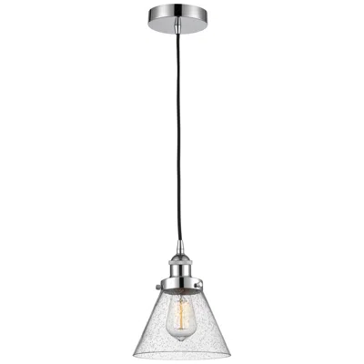 Innovations Lighting Cone 8" Polished Chrome Mini Pendant W/ Seedy Shade
