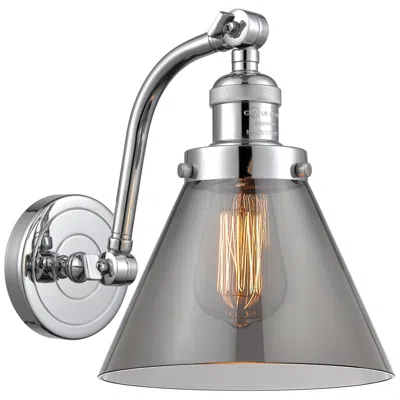Innovations Lighting Cone 8" Polished Chrome Sconce W/ Plated Smoke Shade