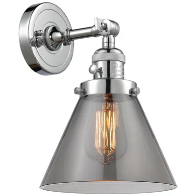 Innovations Lighting Cone 8" Polished Chrome Sconce W/ Plated Smoke Shade