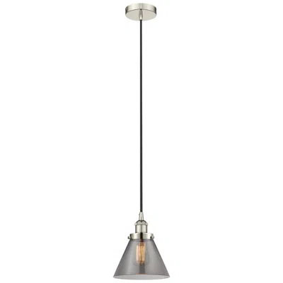 Innovations Lighting Cone 8" Polished Nickel Mini Pendant W/ Plated Smoke Shade