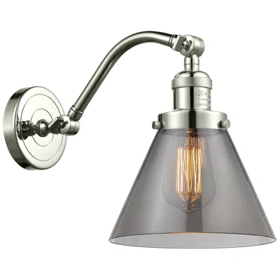 Innovations Lighting Cone 8" Polished Nickel Sconce W/ Plated Smoke Shade