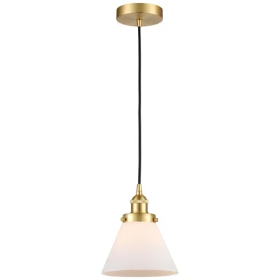 Innovations Lighting Cone 8" Satin Gold Mini Pendant W/ Matte White Shade