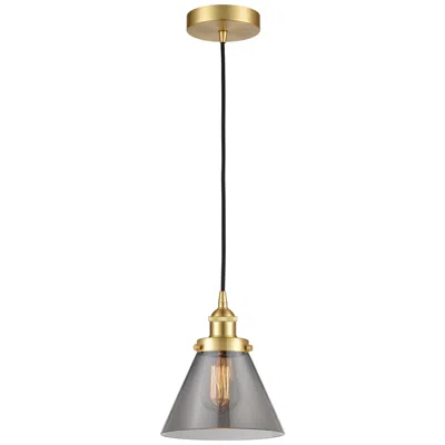 Innovations Lighting Cone 8" Satin Gold Mini Pendant W/ Plated Smoke Shade In Multi