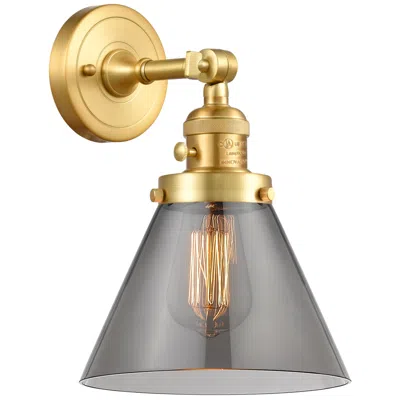 Innovations Lighting Cone 8" Satin Gold Sconce W/ Plated Smoke Shade