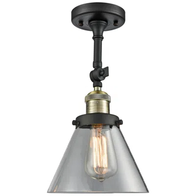 Innovations Lighting Cone 8" Wide Black And Brass Ceiling Light