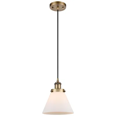 Innovations Lighting Cone 8" Wide Brushed Brass And White Glass Led Mini Pendant
