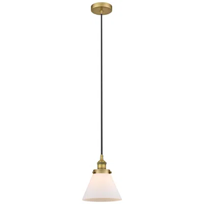 Innovations Lighting Cone 8" Wide Brushed Brass Mini Pendant W/ Matte White Glass