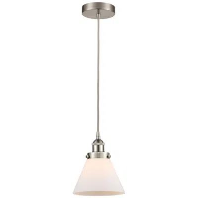 Innovations Lighting Cone 8"w Brushed Satin Nickel Mini And White Glass Pendant