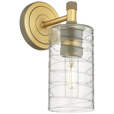 Innovations Lighting Crown Point 11.5" High Brushed Brass Sconce With Deco Swirl Shade