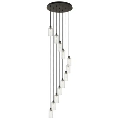 Innovations Lighting Crown Point 12 Light 24" Cord Hung Multi Pendant Black W/ Deco Swirl Shade