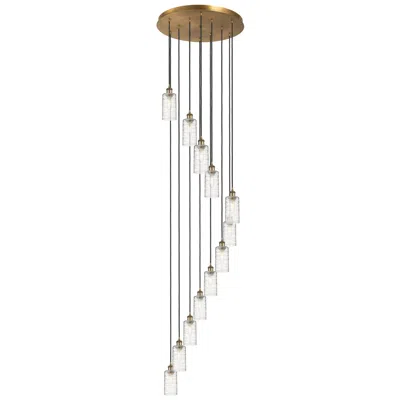 Innovations Lighting Crown Point 12 Light 24" Cord Hung Multi Pendant Brass W/ Deco Swirl Shade
