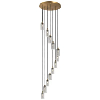 Innovations Lighting Crown Point 12 Light 24" Cord Hung Multi Pendant Brass W/ Light Smoke Shade