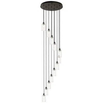 Innovations Lighting Crown Point 12 Light 24" Cord Hung Multi Pendant Matte Black Clear Shade
