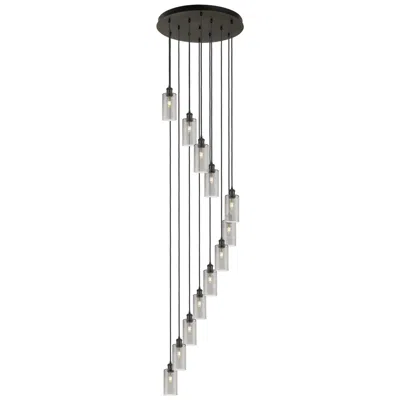 Innovations Lighting Crown Point 12 Light 24" Cord Hung Multi Pendant Matte Black W/ Smoke Shade