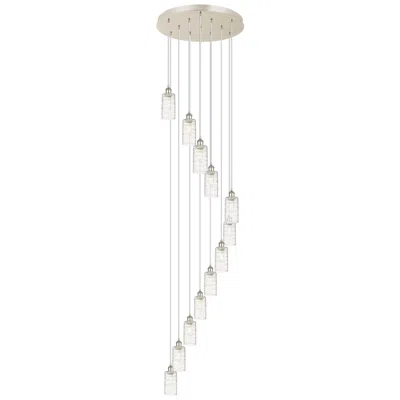 Innovations Lighting Crown Point 12 Light 24" Cord Hung Multi Pendant Nickel W/ Deco Swirl Shade