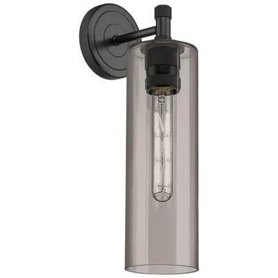 Innovations Lighting Crown Point 15.5" High Matte Black Sconce With Plated Smoke Glass Shad