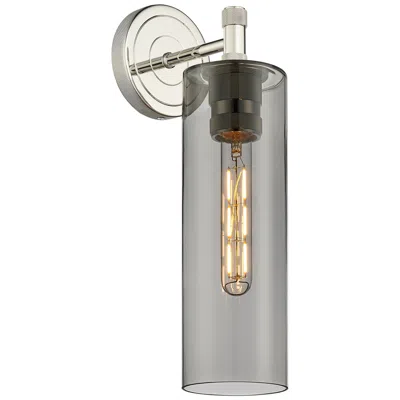 Innovations Lighting Crown Point 15.5" High Polished Nickel Sconce With Plated Smoke Glass