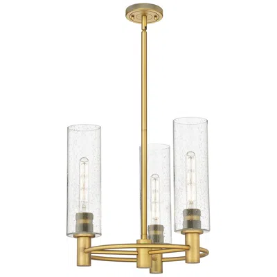 Innovations Lighting Crown Point 18"w 3 Light Brushed Brass Stem Hung Pendant With Seedy Sh