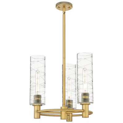 Innovations Lighting Crown Point 18"w 3 Light Brushed Brass Stemmed Pendant W/ Deco Swirl S