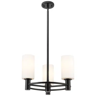 Innovations Lighting Crown Point 18"w 3 Light Stem Hung Matte Black Pendant With White Shad