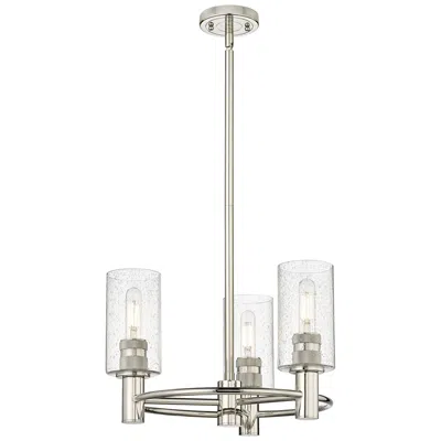 Innovations Lighting Crown Point 18"w 3 Light Stem Hung Polished Nickel Pendant With Seedy
