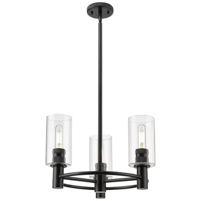 Innovations Lighting Crown Point 18"w Matte Black 3-light Pendant W/ Clear Glass