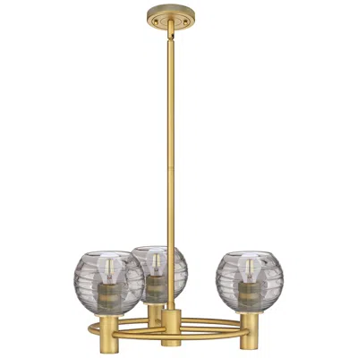 Innovations Lighting Crown Point 20"w 3 Light Brass Stem Pendant W/ Light Smoke Swirl Shade