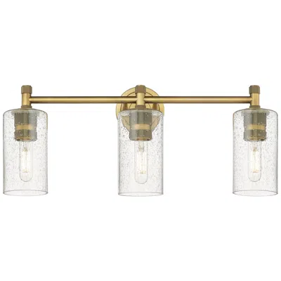 Innovations Lighting Crown Point 24" Wide 3 Light Brushed Brass Bath Light With Seedy Shade