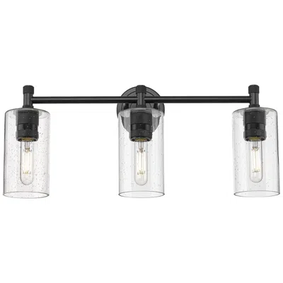 Innovations Lighting Crown Point 24" Wide 3 Light Matte Black Bath Light With Seedy Shade