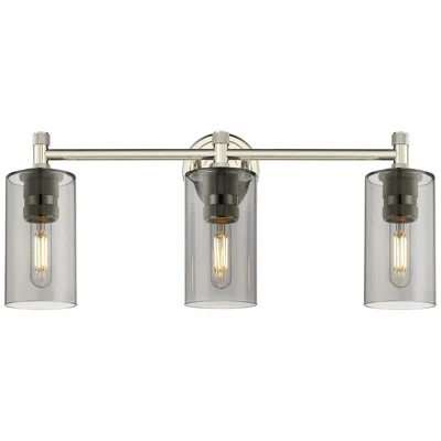Innovations Lighting Crown Point 24" Wide 3 Light Polished Nickel Bath Light With Smoke Sha