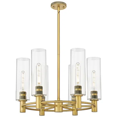 Innovations Lighting Crown Point 24"w 6 Light Brushed Brass Stem Hung Chandelier W/ Clear S