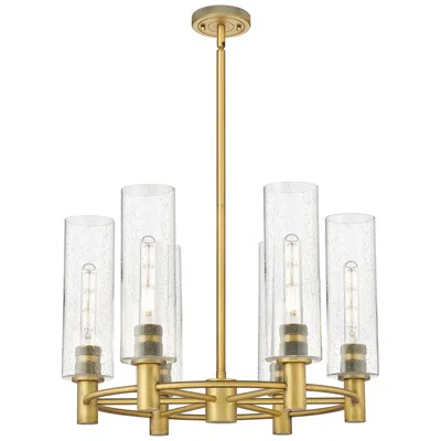 Innovations Lighting Crown Point 24"w 6 Light Brushed Brass Stem Hung Chandelier W/ Seedy S