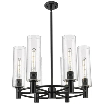 Innovations Lighting Crown Point 24"w 6 Light Matte Black Stem Hung Chandelier With Seedy S