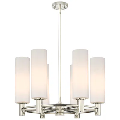 Innovations Lighting Crown Point 24"w 6 Light Polished Nickel Stemmed Chandelier W/ White S