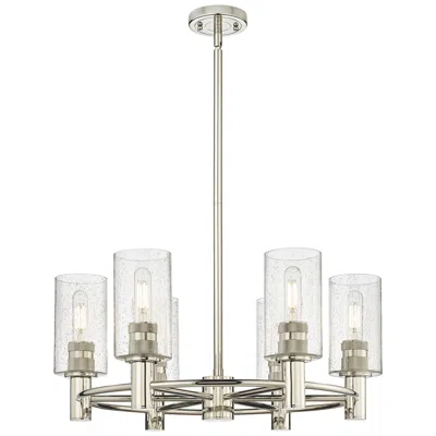 Innovations Lighting Crown Point 24"w 6 Light Stemmed Polished Nickel Chandelier W/ Seedy S