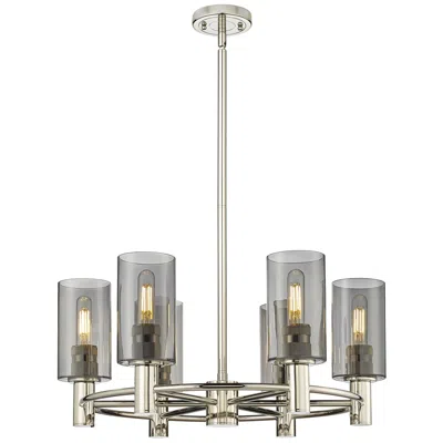 Innovations Lighting Crown Point 24"w 6 Light Stemmed Polished Nickel Chandelier W/ Smoke S