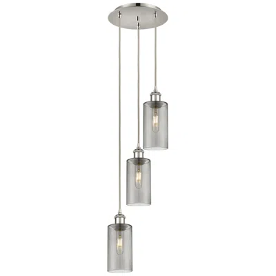 Innovations Lighting Crown Point 3 Light 13" Cord Hung Multi Pendant Nickel W/ Light Smoke Shade
