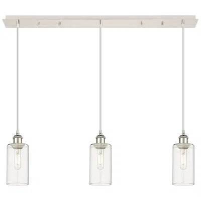 Innovations Lighting Crown Point 3 Light 37" Cord Hung Linear Pendant Nickel W/ Clear Shade