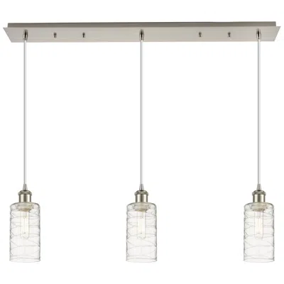 Innovations Lighting Crown Point 3 Light 37" Cord Hung Linear Pendant Satin Nickel W/ Deco Swirl