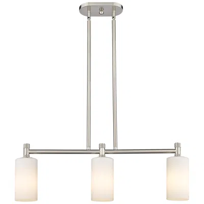 Innovations Lighting Crown Point 30.5"w 3 Light Satin Nickel Stem Island Light W/ White Sha